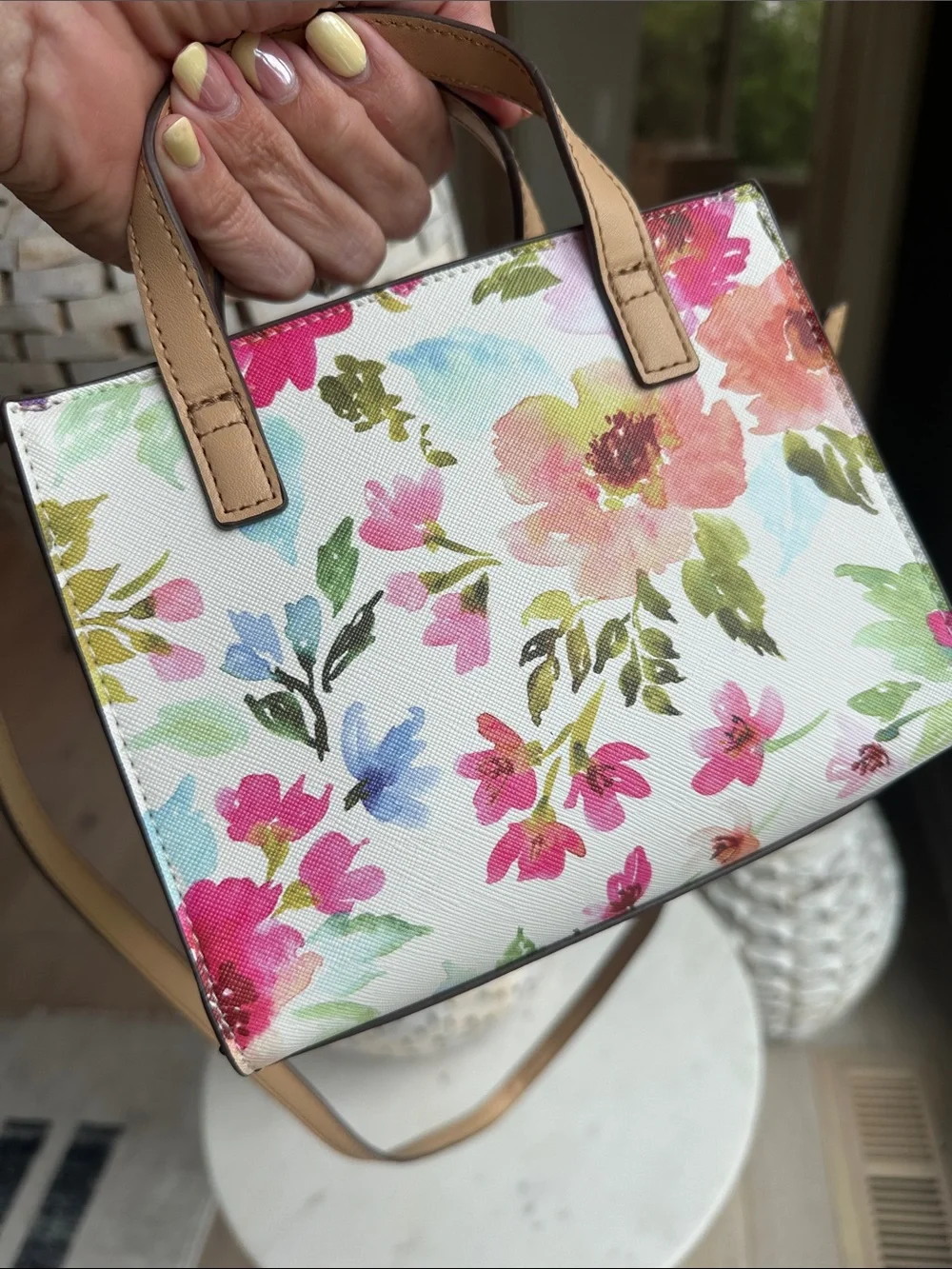 Nanette Lepore Floral Crossbody Bag - Pink, Green & Tan